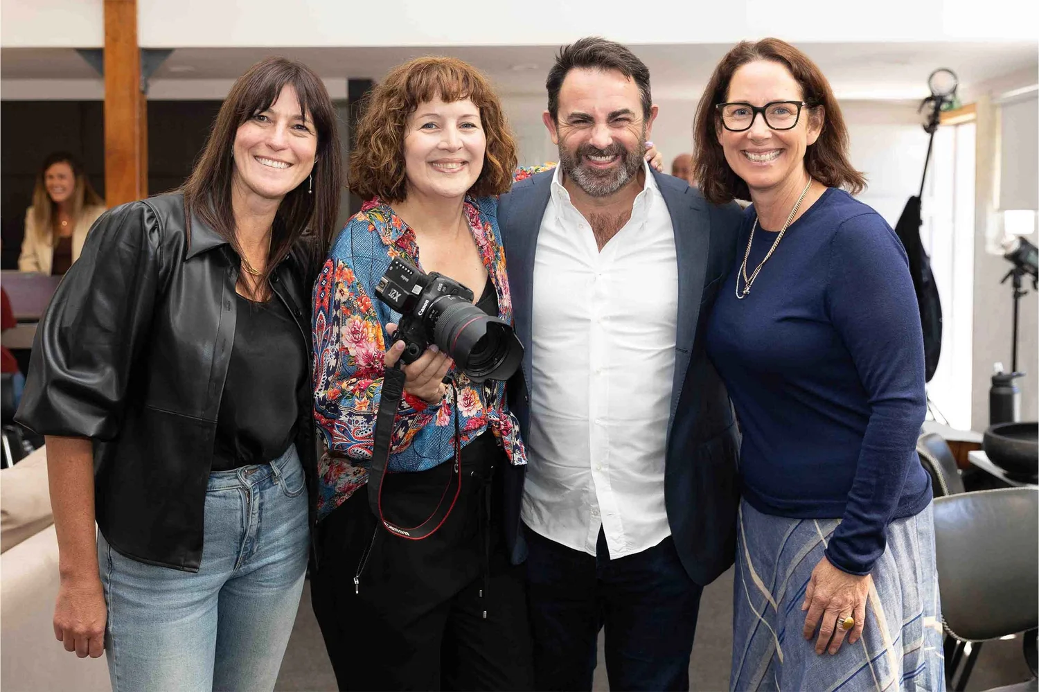 Belinda Bullock on set with her clients during a shoot